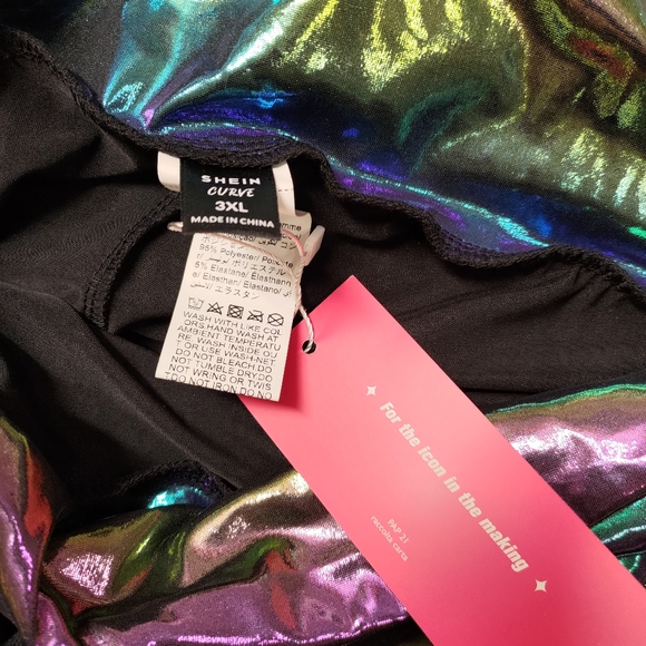 Shein Holographic Fringe Skirt sz 3x - Picture 3 of 3